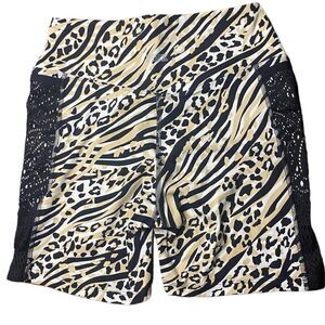 Pink Sport VS Wm’s Sz Med Cheetah Black Cream Print Lace Stretchy Biker Shorts